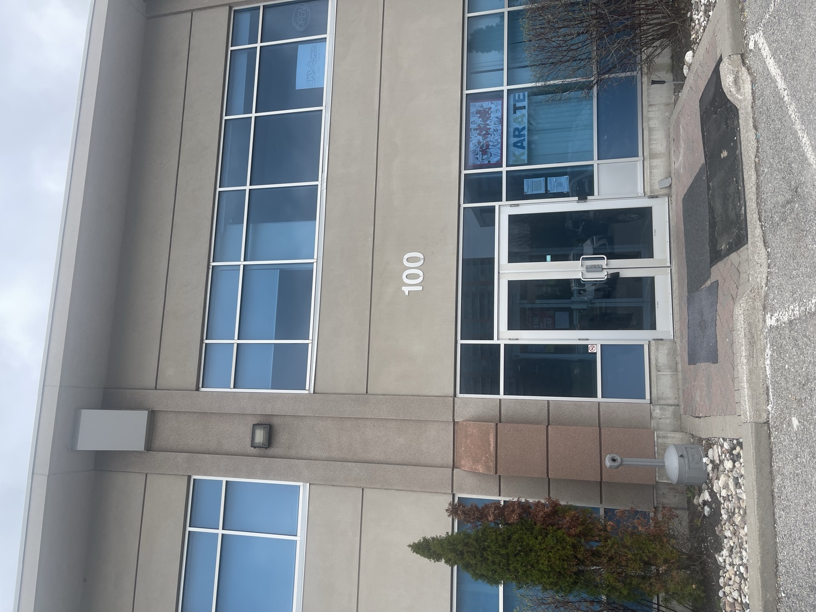 AutoNano Academy building entrance — stairs leading up to the second floor